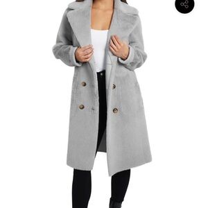 Love Token Reversible faux leather faux fur Coat Jacket Silver Gray size Small